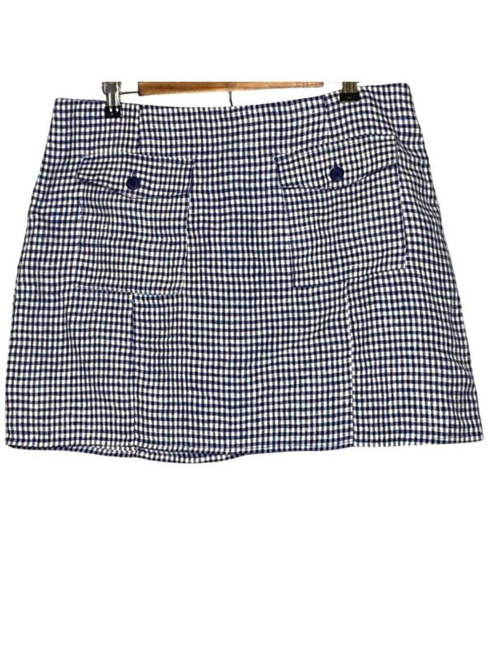 Reformation Vera Linen Blue/White Gingham Mini Skirt Size 12